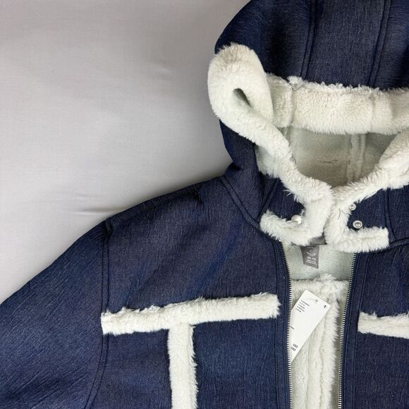 Urban Outfitters UO Roselyn Faux Shearling Jacket Women's XXL Blue White New - Picture 5 of 16